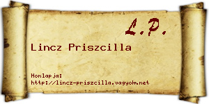 Lincz Priszcilla névjegykártya